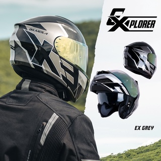 Explorer​ size​XL Flip-up Bilmola Helmet หมวกกันน็อคยกคาง แว่น2 ชั้น ถอดซักได้ รองรับการติดบลูทูธXL