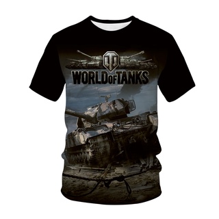 เสื้อยืดแขนสั้น คอกลม พิมพ์ลาย World Of Tanks 3 มิติ แฟชั่นยอดนิยม สไตล์สตรีท สําหรับผู้ชาย และผู้หญิง