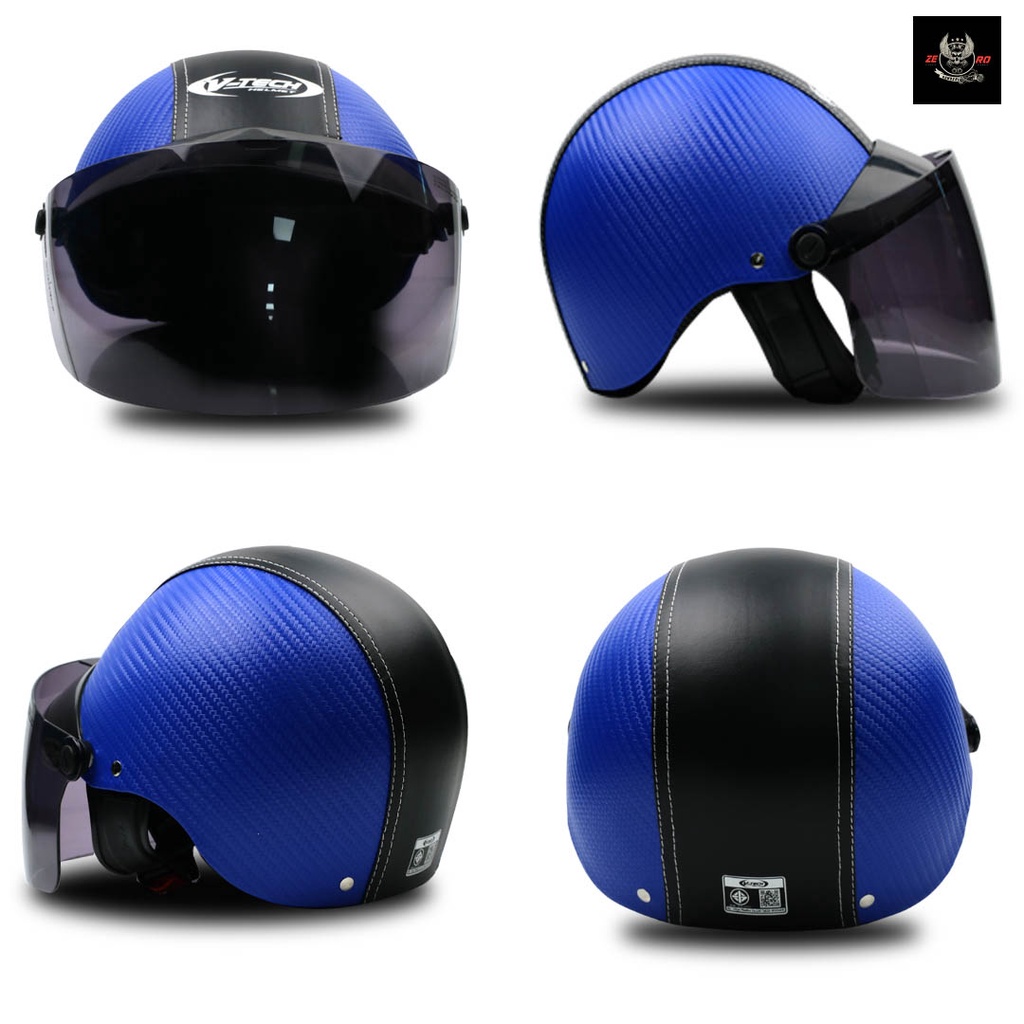 หมวกกันน็อคครึ่งใบ-v-tech-helmet-รุ่น-kevla-แถมฟรี-แผ่นบังลมนิรภัย-pc-สำหรับผู้ใหญ่