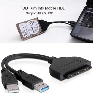 ฮาร์ดดิสก์ไดรฟ์ SATA 7 + 15 Pin 22 ถึง USB 2.0 Adapter Cable สำหรับ HDD ขนาด 2.5 HDD