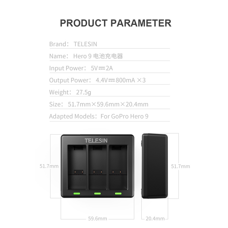 telesin-gopro-charger-battery-3-channel-for-gopro-10-gopro-9-แท่นชาร์จ-ที่ชาร์จ-3-ช่อง-โกโปร