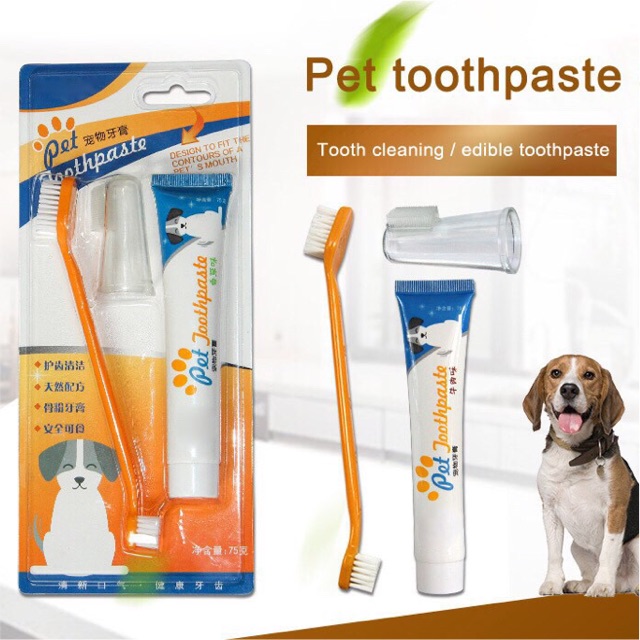 รูปภาพสินค้าแรกของชุดแปรงฟันสุนัข แปรงสีฟันแมว ยาสีฟันสุนัข,แมว