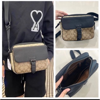 🦋แท้💯 พร้อมส่ง🦋COACH  Hudson Crossbody In Blocked Signature Canvas รุ่น C8143 CB846 C6080