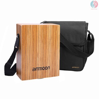 ♪ E*M ammoon Portable Traveling Cajon Box Drum Flat Hand Drum Wooded Percussion Instrument with Strap Carry Bag