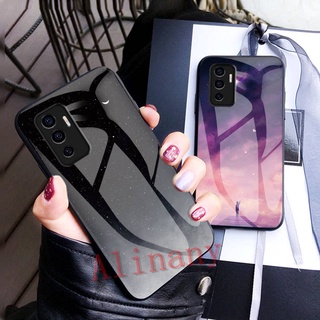 กรณี Vivo V23e 5G ฝาครอบกรณี Gradient Starry Glass Casing Vivo V23e VivoV23e 5G เคสโทรศัพท์ Back Cover