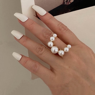 Fashion Big Geometric Pearl Rings For Women 2020 New Personality Jewelry Statement Open Adjustable Rings