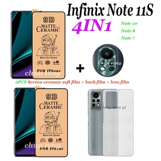 [4in1] Infinix Note 11S Note 10 Pro Note 10 Note 8 Note 7 2 ฟิล์มเซรามิกเคลือบด้านหน้าจอ + ฟิล์มเลนส์ 1 อัน + ฟิล์มหลัง 1 อัน