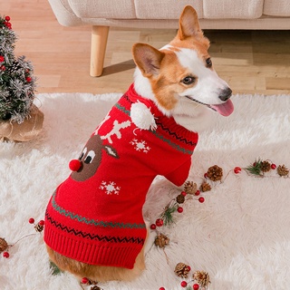 สินค้า 【รักมากมาย】🎅เสื้อหมา /เสื้อผ้าสัตว์เลี้ยง ผ้าพันคอ ลายกวางคริสต์มาส/สุนัขขนาดกลาง ชุดสุนัข