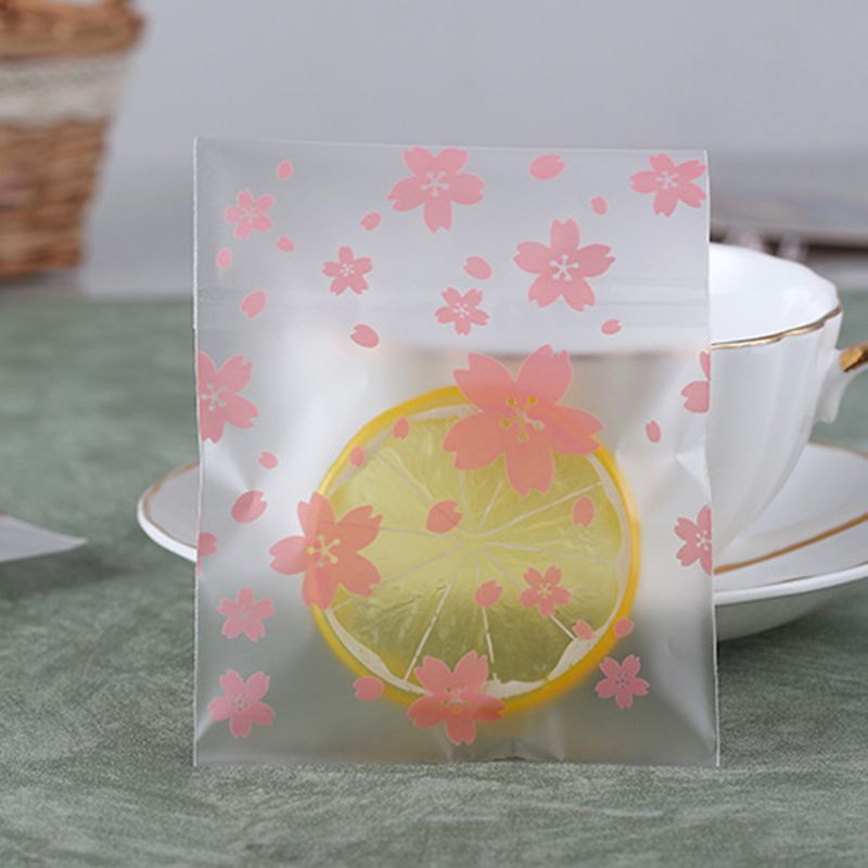 blala-ถุงขนมคุกกี้-พิมพ์ลายดอกซากุระ-มีกาวในตัว-สีชมพูหวานน่ารัก-100-ชิ้น