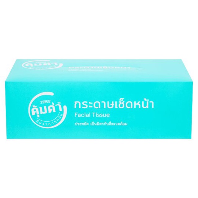 เทสโก้ คุ้มค่า กระดาษทิชชู่เช็ดหน้า อย่างดี เนื้อนุ่ม กล่องแข็ง 110