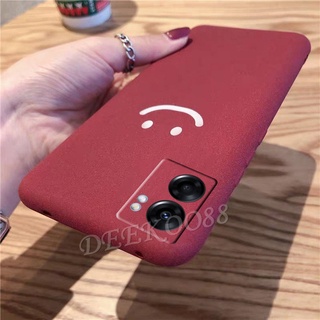 พร้อมส่ง ใหม่ เคสโทรศัพท์มือถือแบบนิ่ม OPPO A57 4G A77 5G 2022 New Phone Case Matte Slim TPU Softcase Back Cover Simple Smiling Face Grey Red Handphone Casing OPPOA57 OPPOA77
