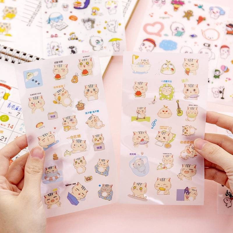 sticker-set-6-แผ่นคุ้มๆ-สติ๊กเกอร์เกาหลีลายแมวส้มกวนๆค่ะ