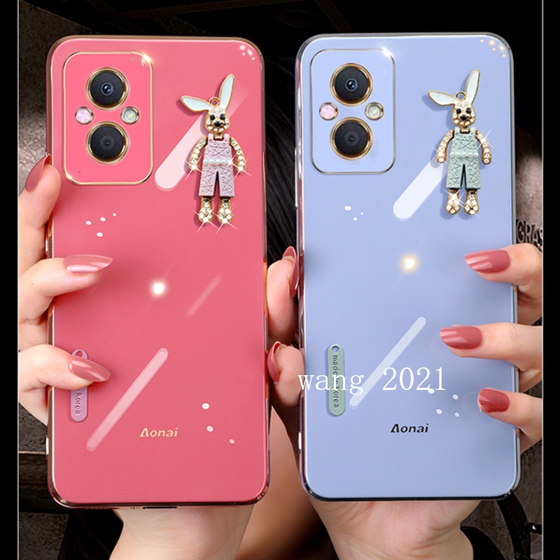 phone-case-เคส-oppo-reno8-t-reno-8-t-5g-reno-7-z-5g-4g-reno7-pro-casing-straight-edge-plating-with-trendy-rabbit-ultra-thin-silicone-soft-case-เคสโทรศัพท