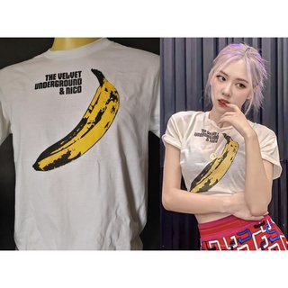 เสื้อยืดพิมพ์ลายเสื้อวงนำเข้า The Velvet Underground &amp; Nico Rose BLACKPINK Andy Warhol Pop Art Gildan T-shirtรหัสเต็มS-3