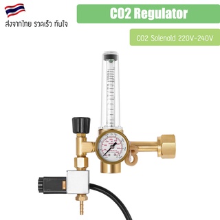 CO2 เรกูเลเตอร์คาร์บอน เกลียวไทย พร้อมโซลินอยด์ Solenoid 220V-240V CO2 Regulator