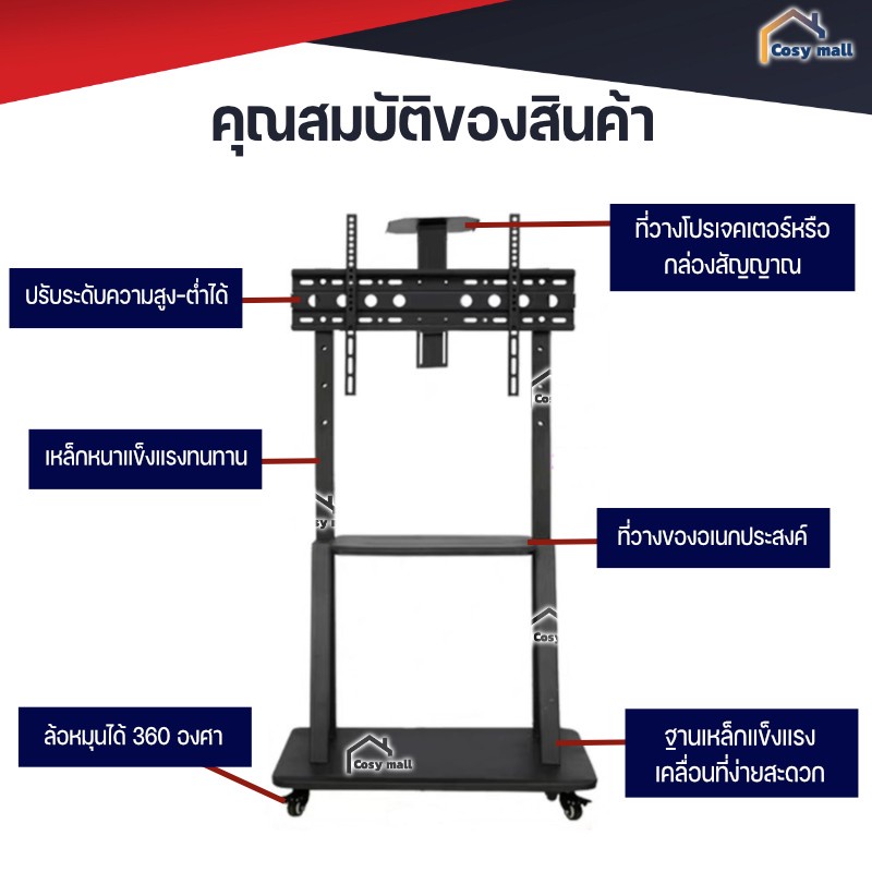 ขาตั้งทีวีล้อเลื่อน-ที่วางทีวีมีล้อ-สำหรับทีวี-32-70-นิ้ว-tv-stand-แข็งแรง-เหล็กหนา