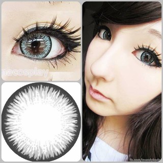 Lucius Gray (2) บิ๊กอาย สีเทา เทา โทนแบ๊ว ขอบดำ ลายสวย เลนส์พรีเมี่ยม Contact Lens Bigeyes คอนแทคเลนส์ Kitty Kawaii