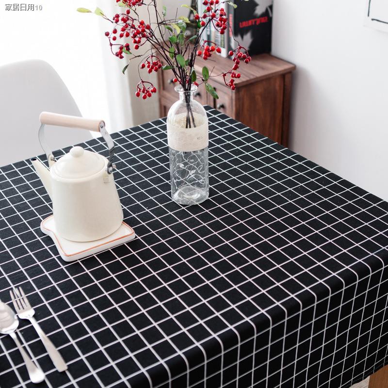 ผ้าปูโต๊ะผ้าฝ้ายผ้าลินิน-ทรงสี่เหลี่ยม-สไตล์นอร์ดิก