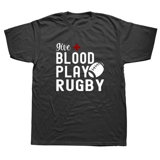 เสื้อยืดคอกลม แขนสั้น ผ้าฝ้าย พิมพ์ลาย Give Blood Play Rugby Player สําหรับผู้ชาย