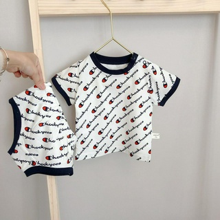 Ins Hot Sale  Kids Boys and Girls Letter Printed Short Sleeve Clothing Set