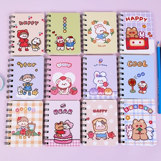 โน๊ตบุ๊คสัตว์น่ารักการ์ตูน A7 ม้วนหนังสือสำนักงานการเรียนรู้แบบพกพา Notepad พลิกด้านหลวมไดอารี่สี่เลือกหนึ่งสุ่ม