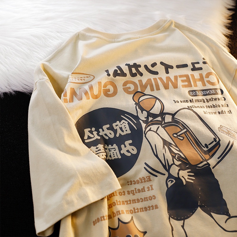 Men's Gothic Anime Printed T-Shirt - Cartoon Graphic Tee, Retro Hip Hop Street Style Top - View #5