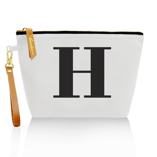 กระเป๋าผ้าลายอักษร ALPHABET CLUTCHES POUCH WHITE ”H”
