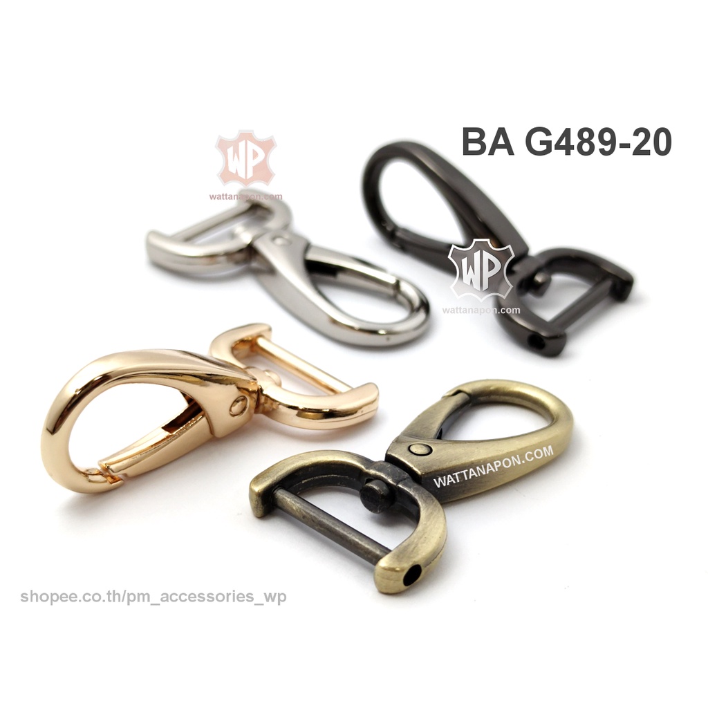 ภาพหน้าปกสินค้าBA G489-20 ตะขอ(คอหมา)ถอดแกนได้ สำหรับสายหนังขนาด 2ซม. 2ชิ้น Detachable Clasps, Replacement Snap Hooks, 2cm, 2pcs จากร้าน pm_accessories_wp บน Shopee