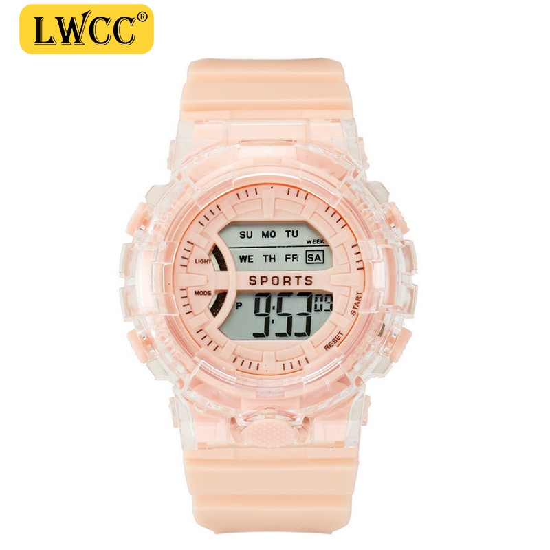 ภาพหน้าปกสินค้าLWCC 878 นาฬิกาแฟชั่นพร้อมไฟ LED แนวโน้มกีฬานาฬิกาอิเล็กทรอนิกส์โปร่งใส นาฬิกาข้อมือผู้หญิง