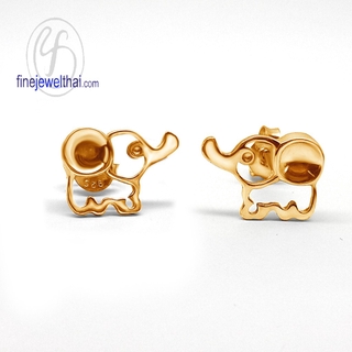 Finejewelthai ต่างหูช้าง-ต่างหูเงิน-เงินแท้ 925-ออกแบบพิเศษ-Silver-Design-Earring - E107700pg