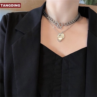 ภาพหน้าปกสินค้า【COD Tangding】New Korea Fashion Style Chain Heart Lock Pendant Two - Layer Necklace Accessories ที่เกี่ยวข้อง