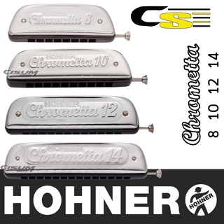 Hohner Chrometta 8 ,Chrometta 10 ,Chrometta 12 ,Chrometta 14 Harmonica ฮาร์โมนิก้า ขนาด 8-14ช่อง พร้อมซองเก็บรักษา