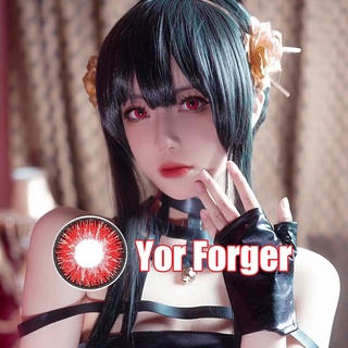 Uyaai คอนแทคเลนส์ สีแดง สําหรับคอสเพลย์ Yor Forger 2 ชิ้น 1 คู่