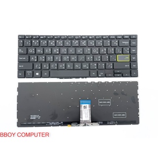 ASUS Keyboard คีย์บอร์ด ASUS VIVOBOOK D413D D413 ไทย-อังกฤษ สีดำ มีไฟ Backlite มีปุ่มเปิดเครื่องบนขวา