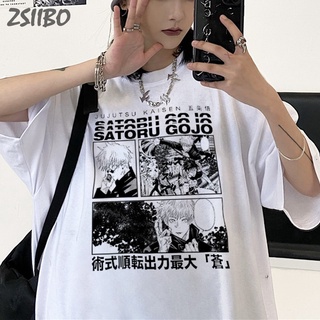 ☼▼✒Harajuku Topos Jujutsu Kaisen Yuji Itadori Camiseta Masculina Unissex T Camisa Anime Japonês Impresso Gojo Satoru Cam