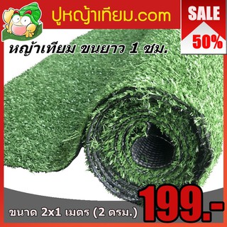 ราคาปูหญ้าเทียม หญ้าเทียมขนยาว 1 ซม. ขนาด 2x1 เมตร  ราคา 199 บาท