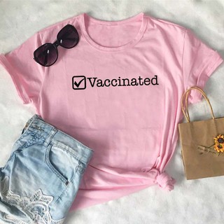 【100% cotton】เสื้อยืดแขนสั้น พิมพ์ลายกราฟฟิค Vaccinated เหมาะกับของขวัญ สไตล์ฮาราจูกุ แฟชั่นฤดูร้อน สําหรับผู้หญิง