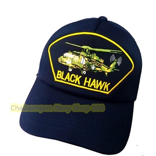 หมวกแก๊ปสีกรมท่า ปักลาย BLACK HAWK