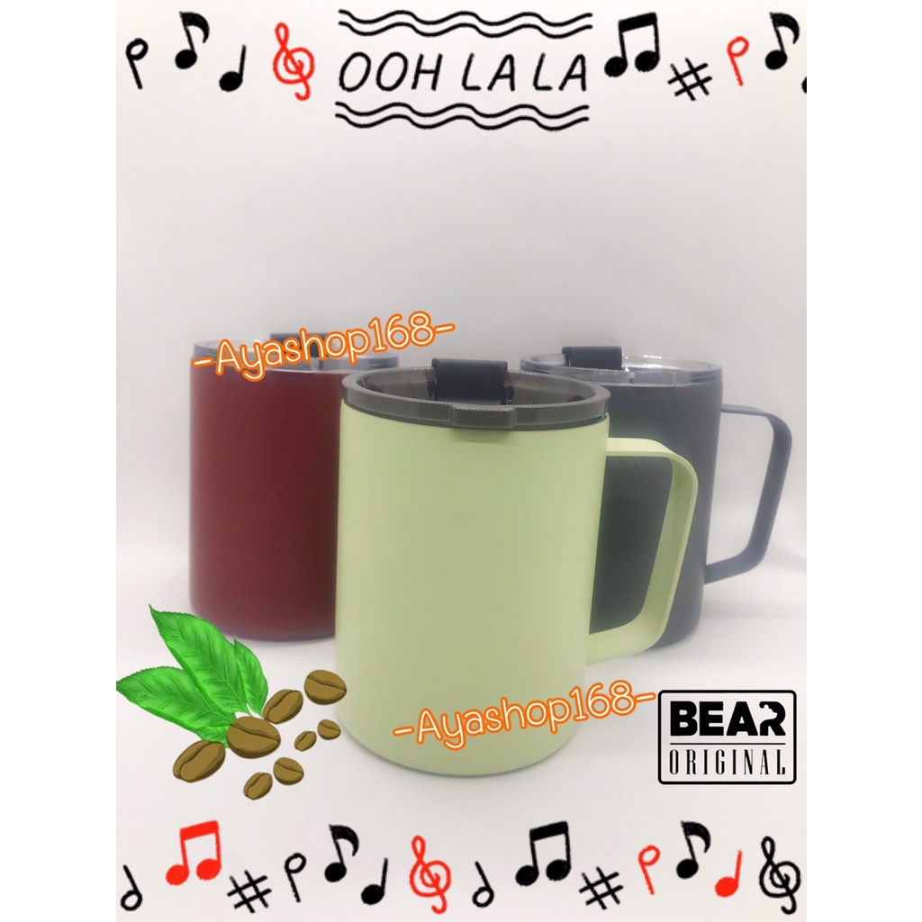 ถูกที่สุด-แก้ว-bear-coffee-cup-10oz-304สเเตนเลส-2-ชั้น-พร้อมหูจับ-ของแท้