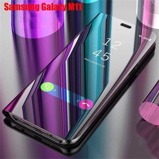 เคสมือถือ แบบฝาพับ ป้องกันรอย สำหรับ Samsung Galaxy M11 Case Cover Samsung M11 GalaxyM11 Stand Mirror Hard Flip Leather Case
