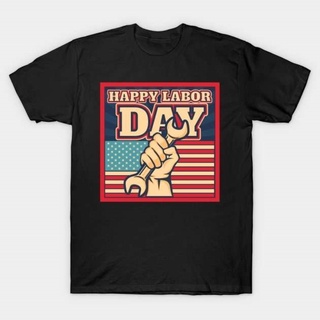 เสื้อยืดผู้ชาย เสื้อยืด พิมพ์ลาย Happy Labor Day Gildan สําหรับผู้ชาย และผู้หญิง S-5XL