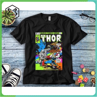 เสื้อยืดคอกลม พิมพ์ลายการ์ตูน Marvel Thor นีออน กราฟฟิค Thor Love And Thunder สไตล์เรโทร สําหรับผู้ชาย