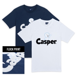 Universal Studios Men Casper Flock Print T-Shirt - เสื้อผู้ชายยูนิเวอร์แซล สตูดิโอ พิมพ์กำมะหยี่ลายแคสเปอร์ สินค้าลิขสิทธ์แท้100% characters studio