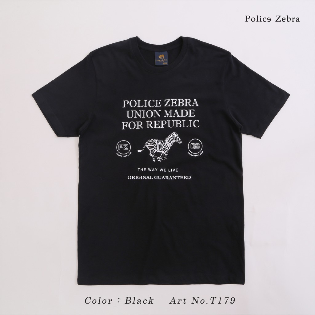 ผ้านุ่ม-police-zebra-เสื้อยืด-คอกลม-premium-cotton-100-ใส่ได้ทั้งผู้ชาย-ผู้หญิง-สีขาว-ดำ-กรม-t179