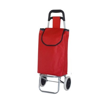 รถเข็นกระเป๋าพับได้ สีแดง ถอดได้ 2 ล้อ 2in1 เก้าอี้พับนั่งในตัว 92x35x57 cm รับน้ำหนัก 60 kg