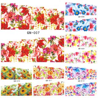 สติกเกอร์ติดเล็บ สติกเกอร์ตกแต่งเล็บ แทททูติดเล็บ แบบลอกลายน้ำ ลายดอกไม้ #สายหวาน
