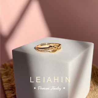 สินค้า LEIAHIN แหวนแฟชั่นสตรี แหวนชุบทอง 18k รูปหัวใจประดับเพทาย ปรับได้ พรีเมี่ยม มินิมอล เครื่องประดับแฟชั่น สําหรับผู้หญิงวงแหวน