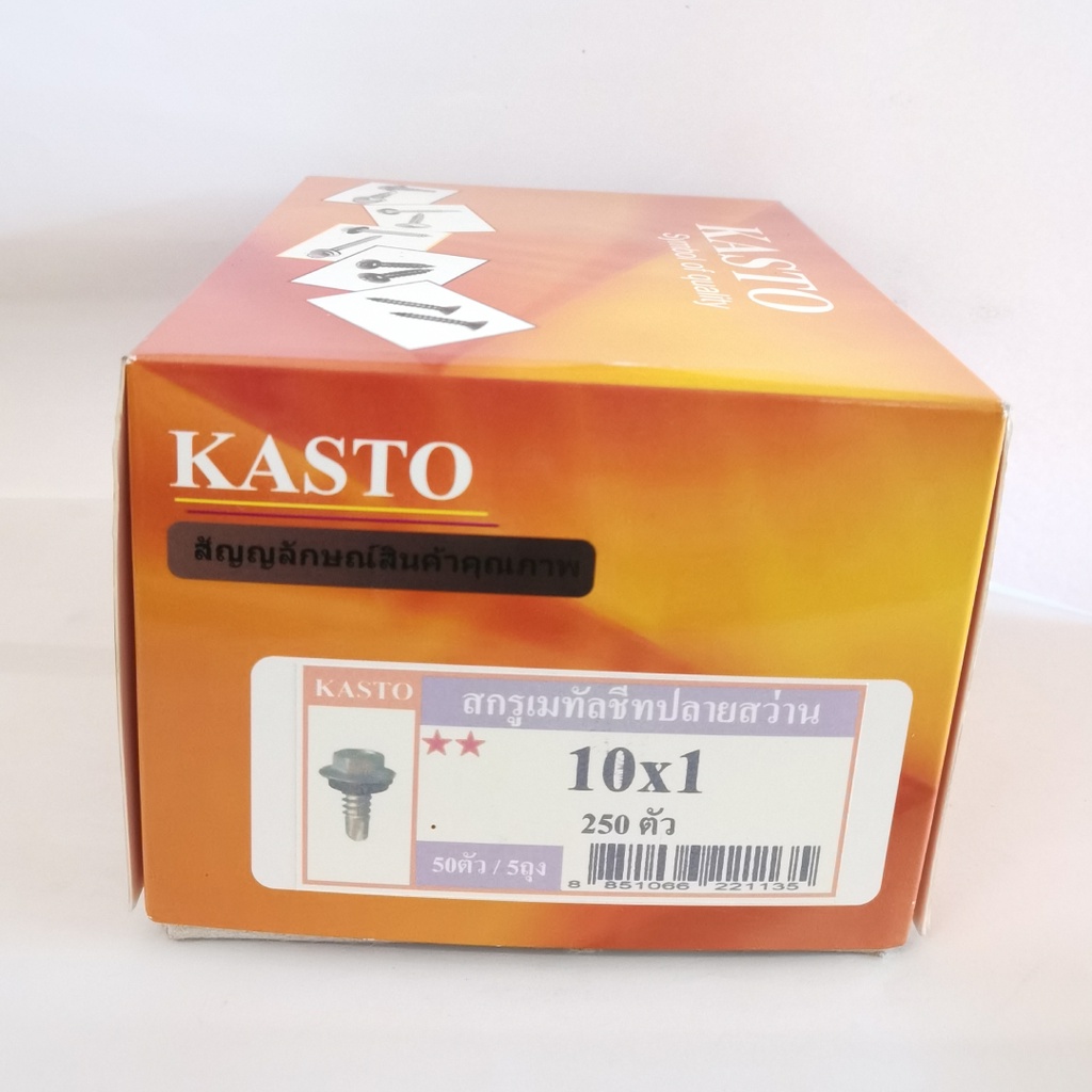 KASTO ( กล่อง ) สกรูยิงเมทัลชีทปลายสว่าน สกรูปลายสว่านเมทัลชีสมียาง หัว