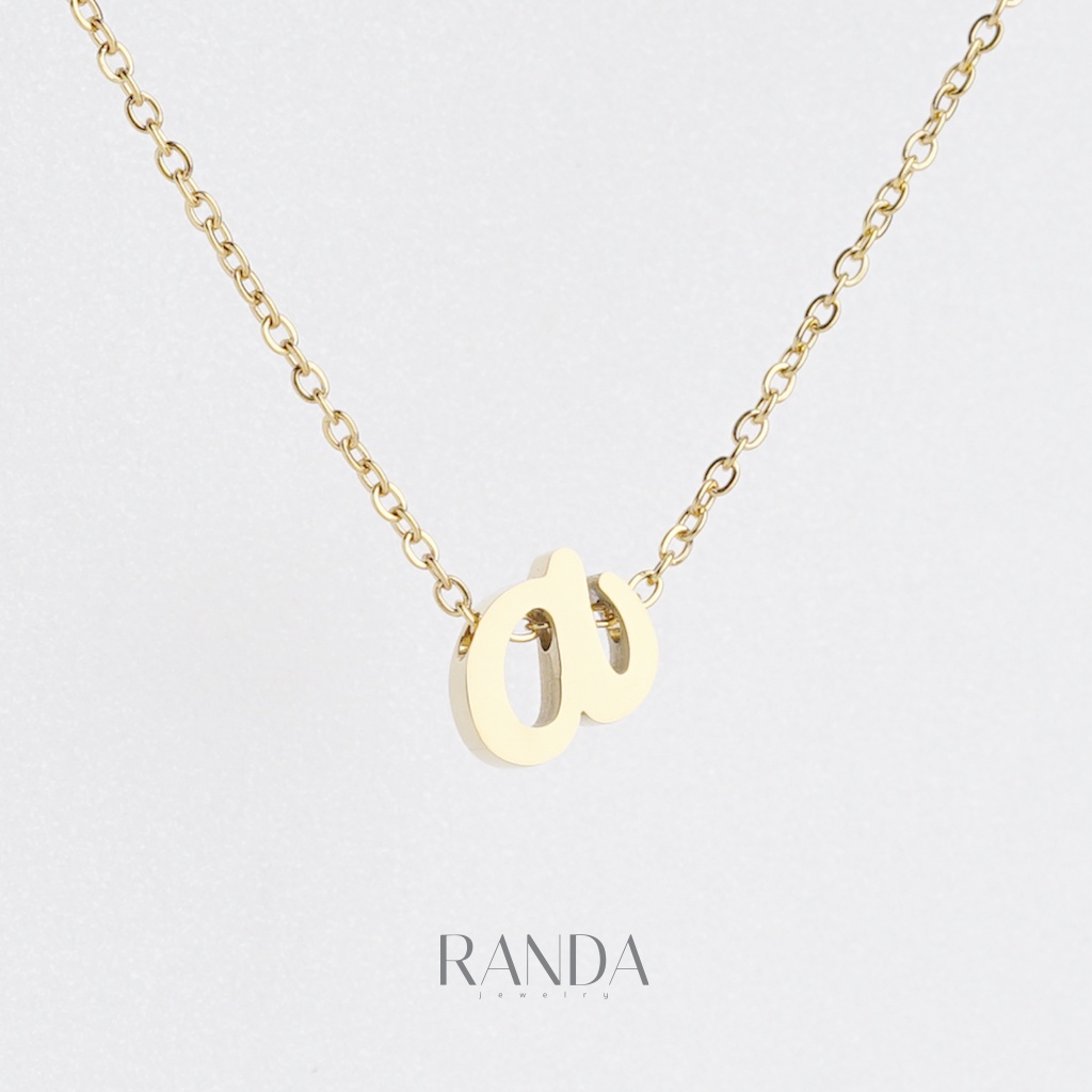Randa สร้อยคอตัวอักษร สีทอง ตัวเขียน A-M สแตนเลส เลือกความยาว DIY มินิ ...