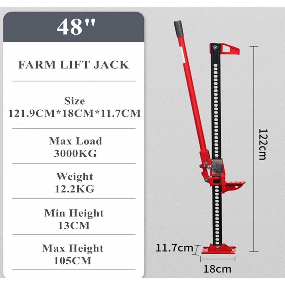 48inch-แม่แรงติดรถ-แม่แรงตะเข้-ยกรถ-ขนาด-แม่แรงยกสูง-แม่แรงฟาร์ม-ไฮลิฟท์แจ็ค-ความจุแบริ่ง-3000kg